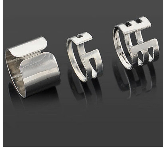 NEW rings Set 3rings midfinger stack silver ring - Picture 5 of 5